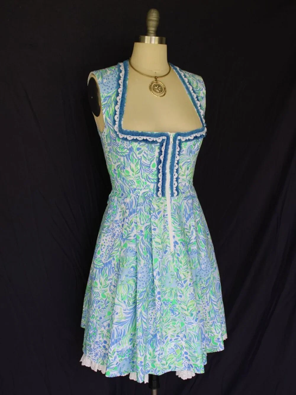 Custom Lilly Pulitzer trachten German Bavarian Dirndl corset dress crochet lace - Picture 6 of 12
